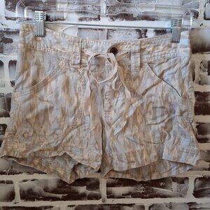 Patagonia Womens Size 0 Shorts Hemp Organic Cotton Beige Blue Tie Front
